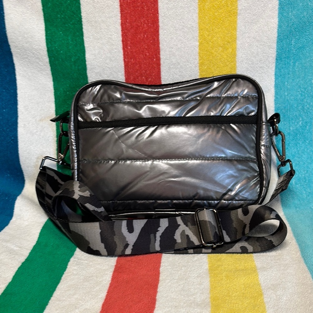 HAUTE SHORE Silver Quilted Messenger Bag